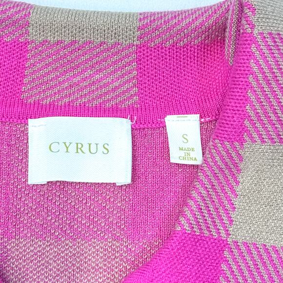 Cyrus Pink & Tan Buffalo Plaid Knit Cardigan - Size S - Picture 6 of 8
